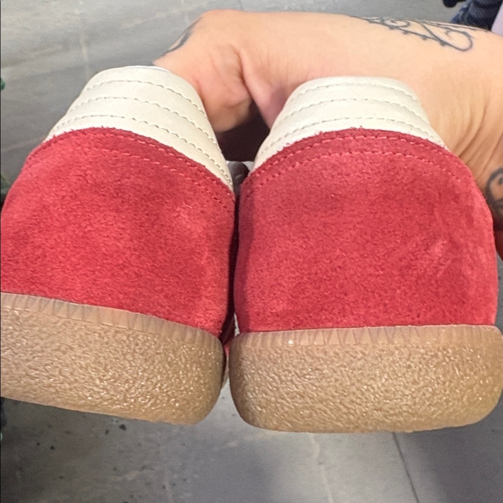 ALOHAS Red Suede & Canvas Sneakers with Cream Accents - Picture 3 of 5